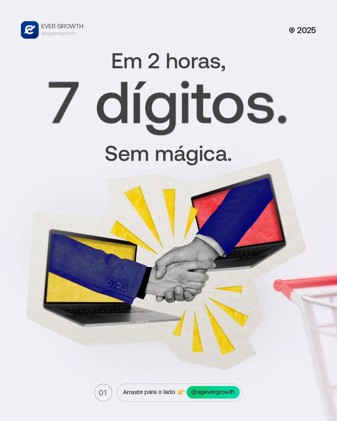 Em duas horas, sete dígitos. Sem mágica., peça 1 de 5, feita pela Venera Digital para Ever Growth