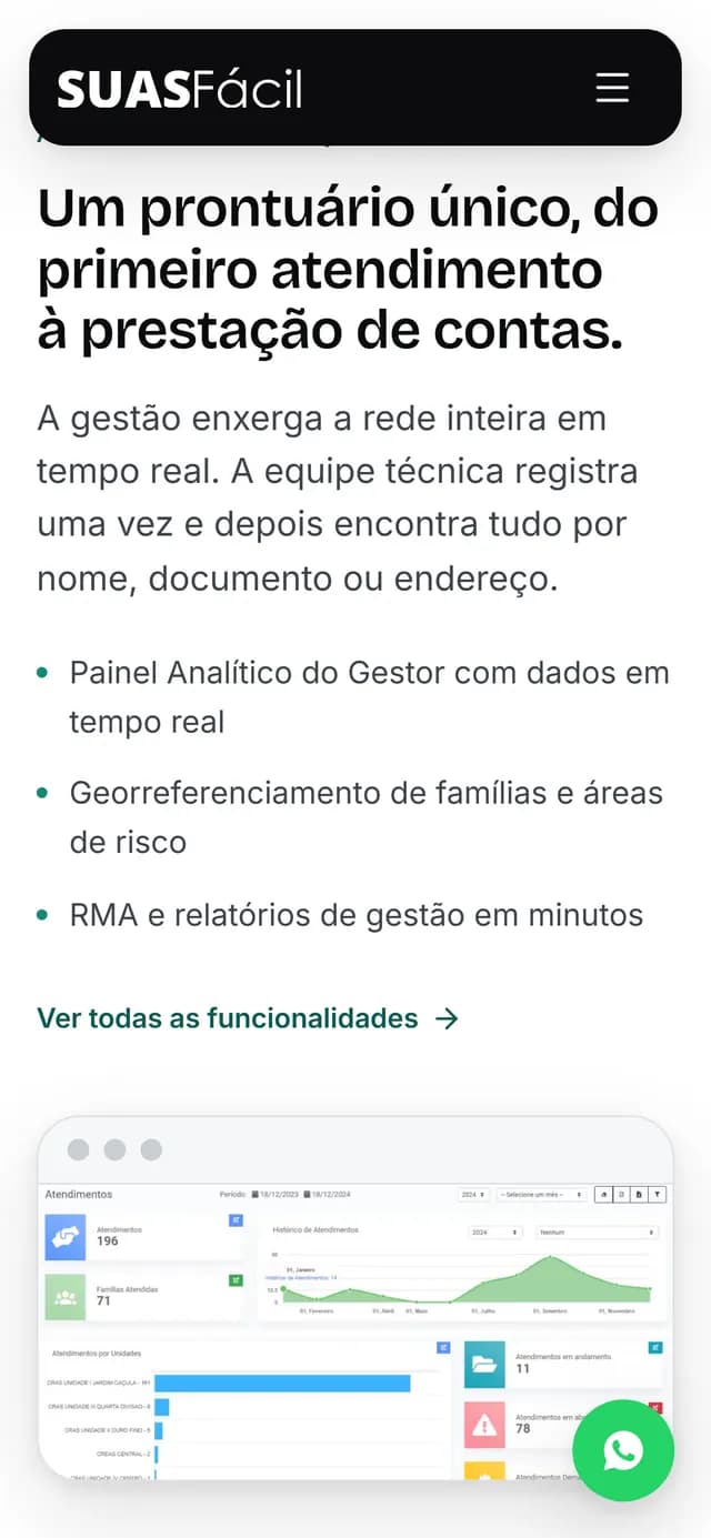 SUAS Fácil no celular, tela 4 de 7, site feito pela Venera Digital para SUAS Fácil