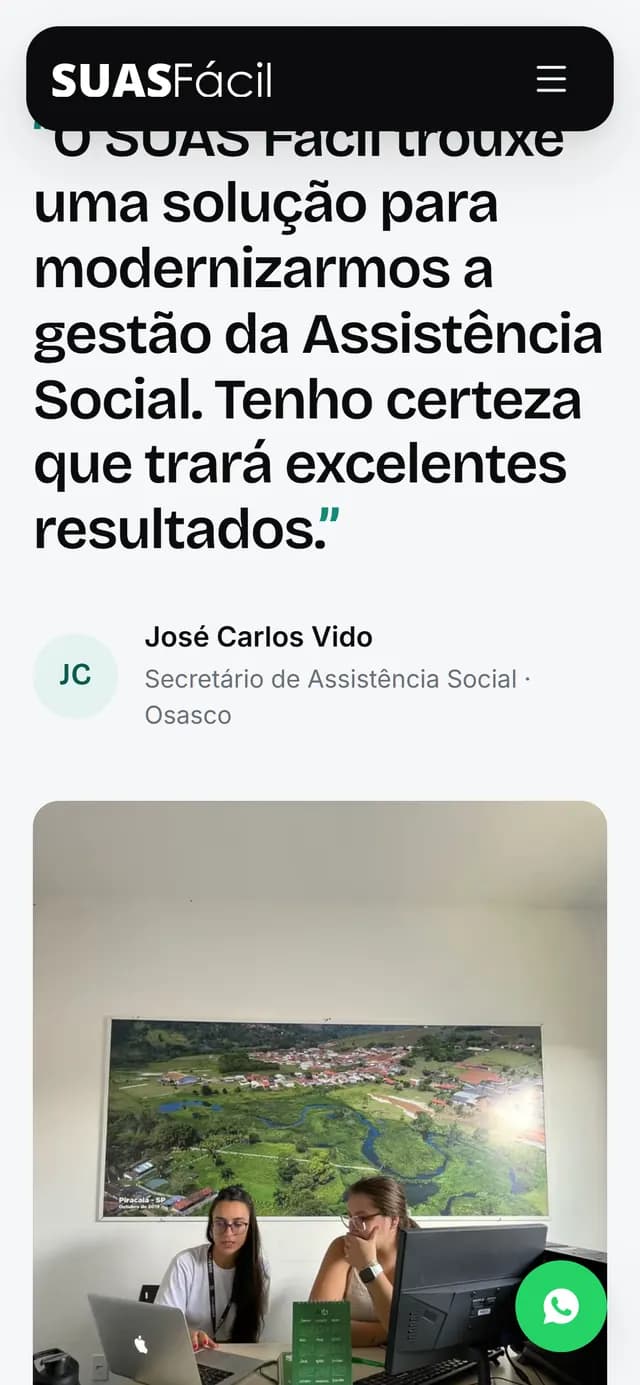 SUAS Fácil no celular, tela 5 de 7, site feito pela Venera Digital para SUAS Fácil