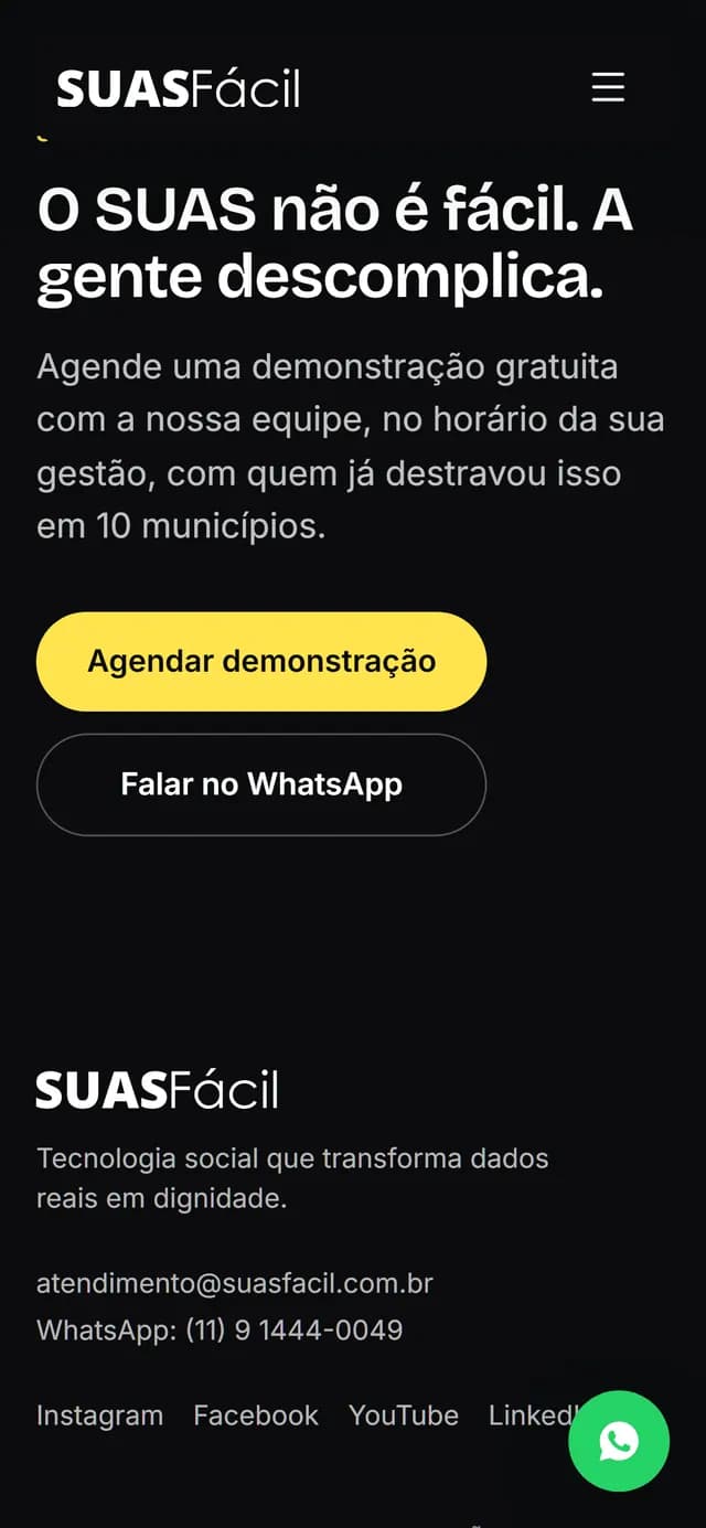 SUAS Fácil no celular, tela 7 de 7, site feito pela Venera Digital para SUAS Fácil