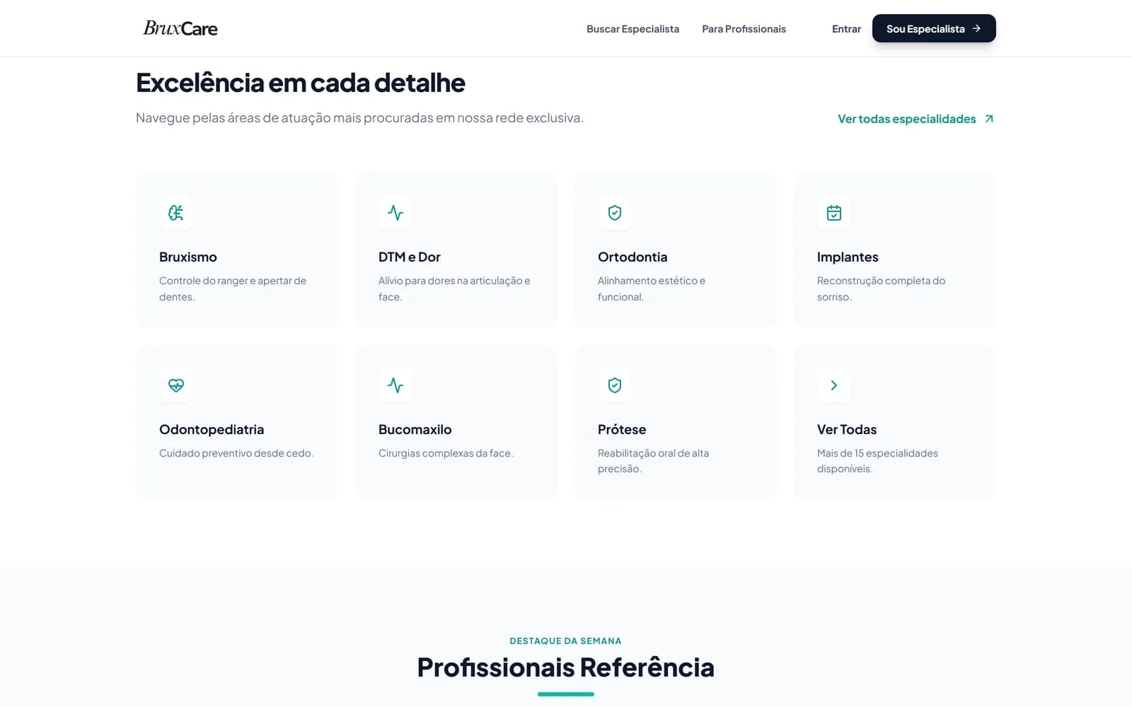 A plataforma BruxCare, tela 2 de 4, site feito pela Venera Digital para BruxCare