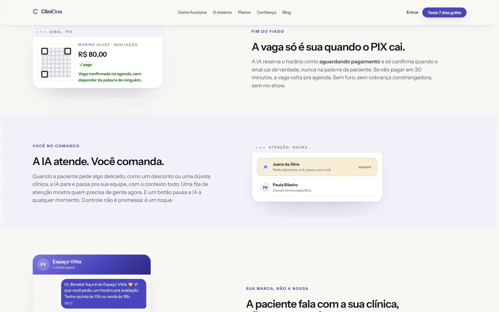 O site da CliniOne, tela 4 de 8, site feito pela Venera Digital para CliniOne