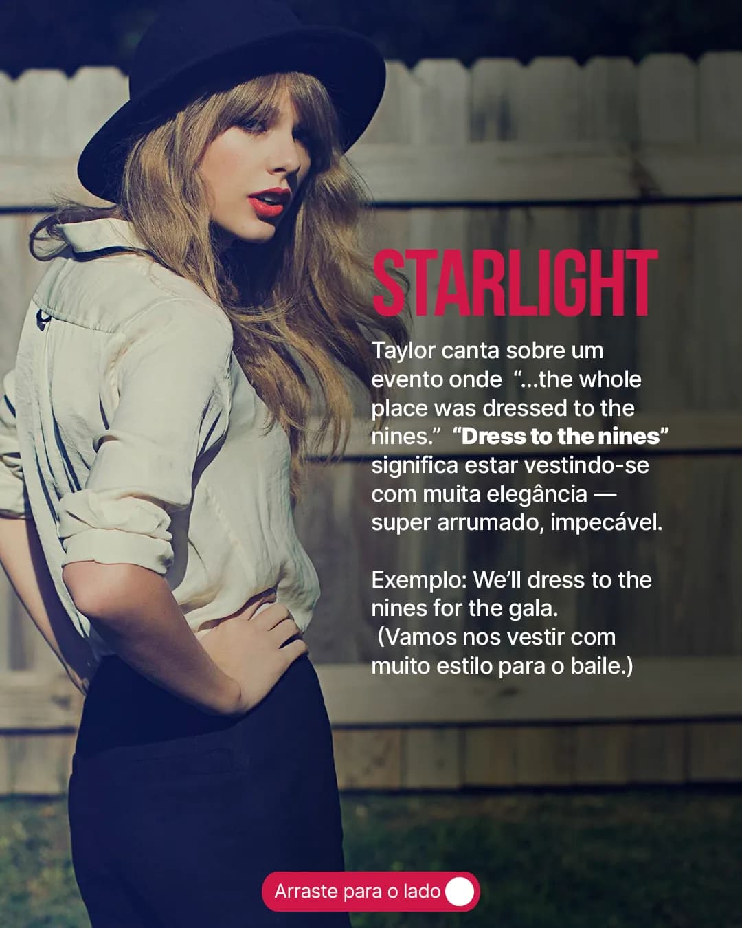 Gírias e expressões com Taylor Swift, peça 3 de 7, feita pela Venera Digital para CLM Idiomas