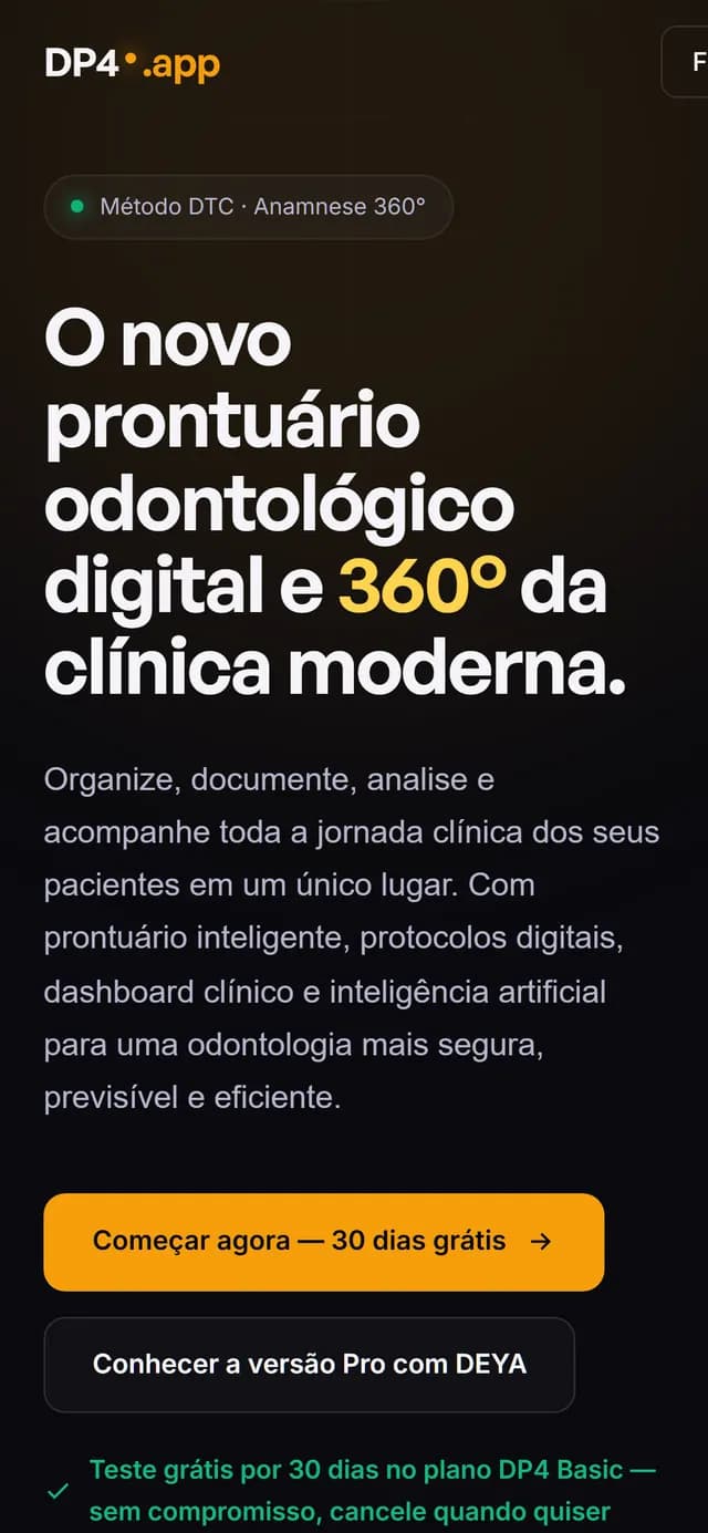 DP4 no celular, tela 1 de 7, site feito pela Venera Digital para DP4