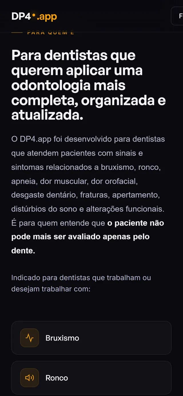 DP4 no celular, tela 3 de 7, site feito pela Venera Digital para DP4
