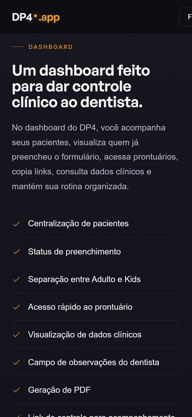 DP4 no celular, tela 4 de 7, site feito pela Venera Digital para DP4