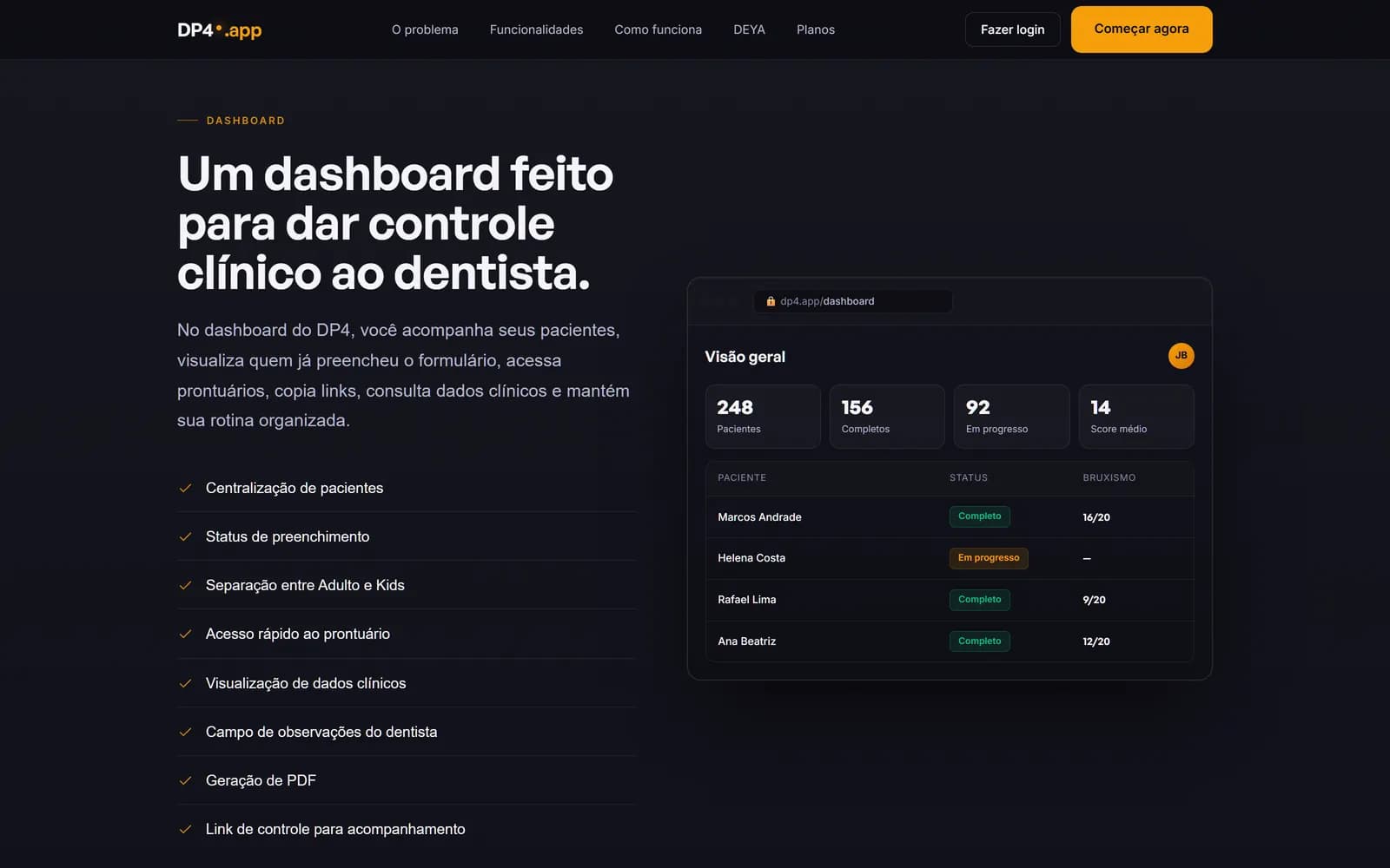 O site do DP4, tela 5 de 9, site feito pela Venera Digital para DP4