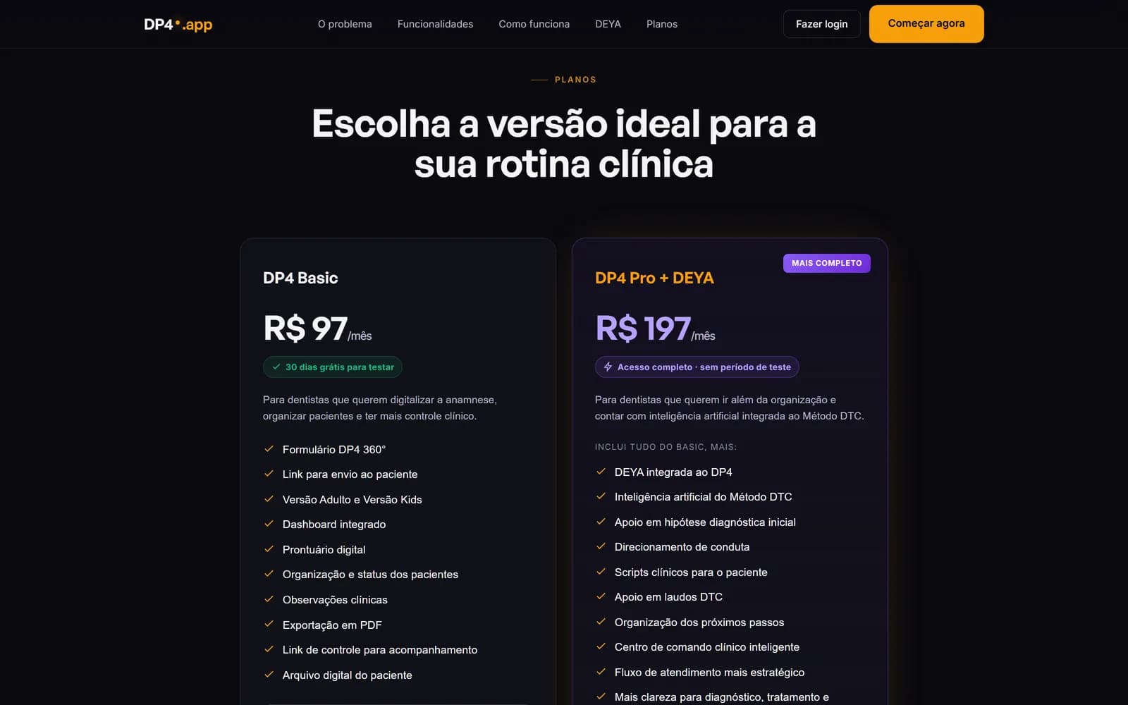 O site do DP4, tela 7 de 9, site feito pela Venera Digital para DP4