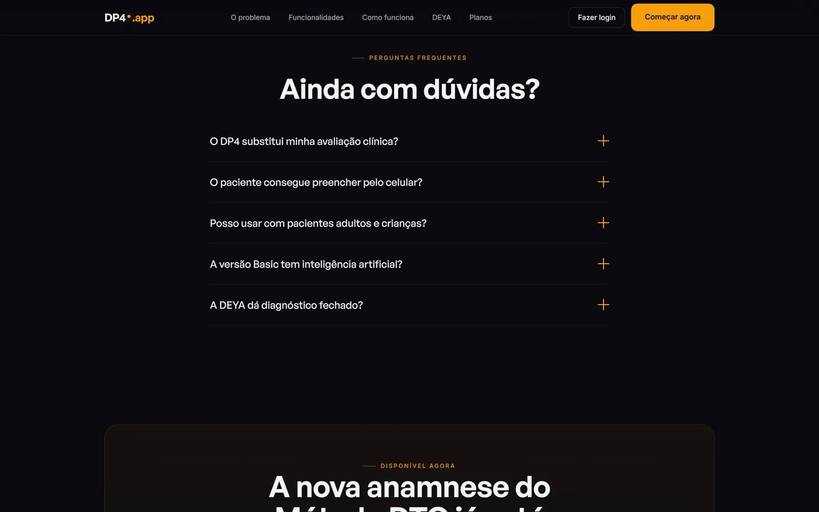 O site do DP4, tela 8 de 9, site feito pela Venera Digital para DP4