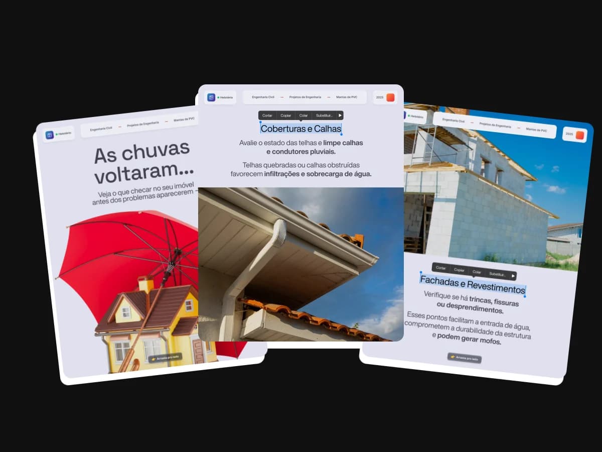 Peças de social media criadas pela Venera Digital para Helotério
