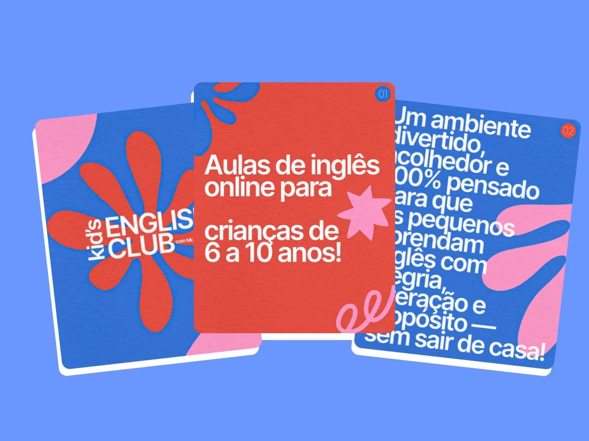 Peças de social media criadas pela Venera Digital para Kid's English Club