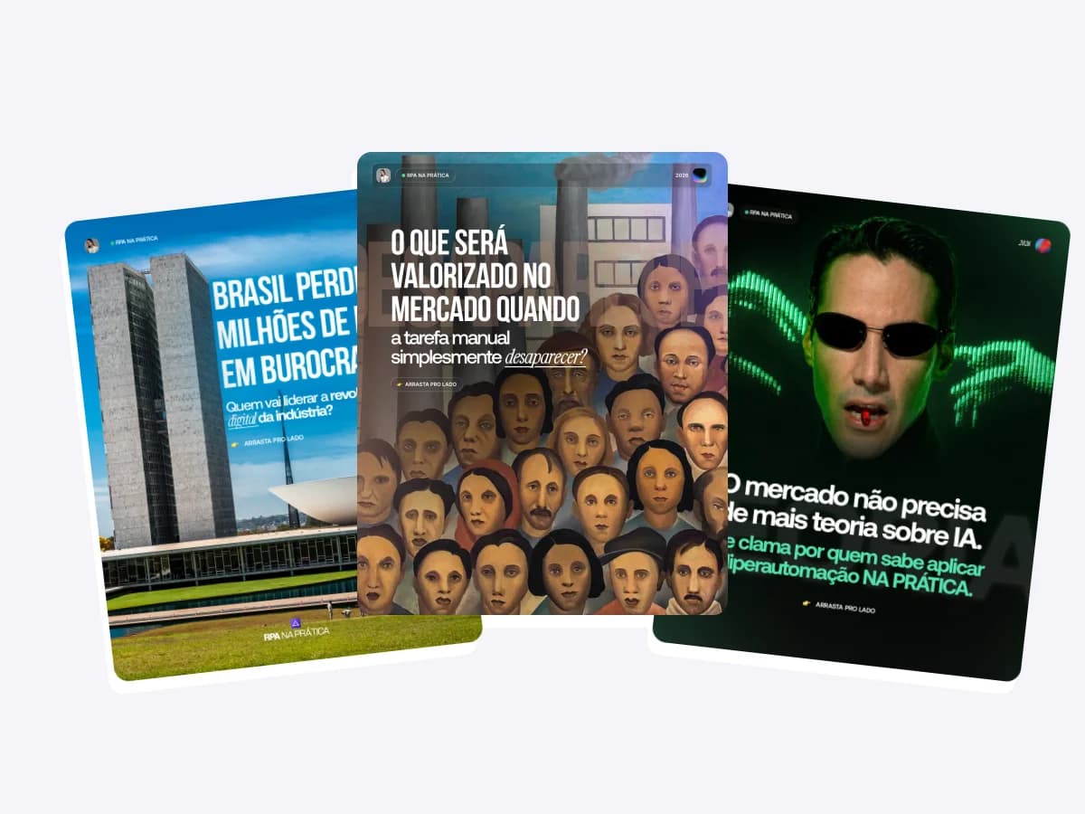 Peças de social media criadas pela Venera Digital para RPA na Prática