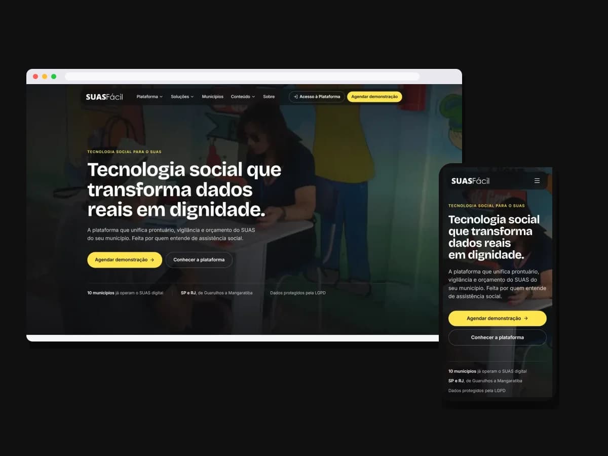 Peças de social media criadas pela Venera Digital para SUAS Fácil