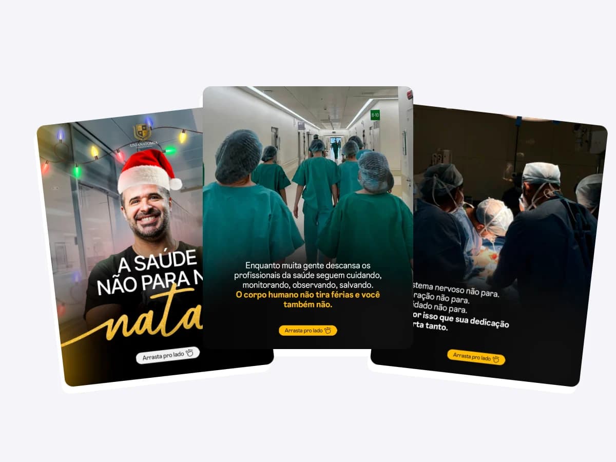 Peças de social media criadas pela Venera Digital para UniAnatômica