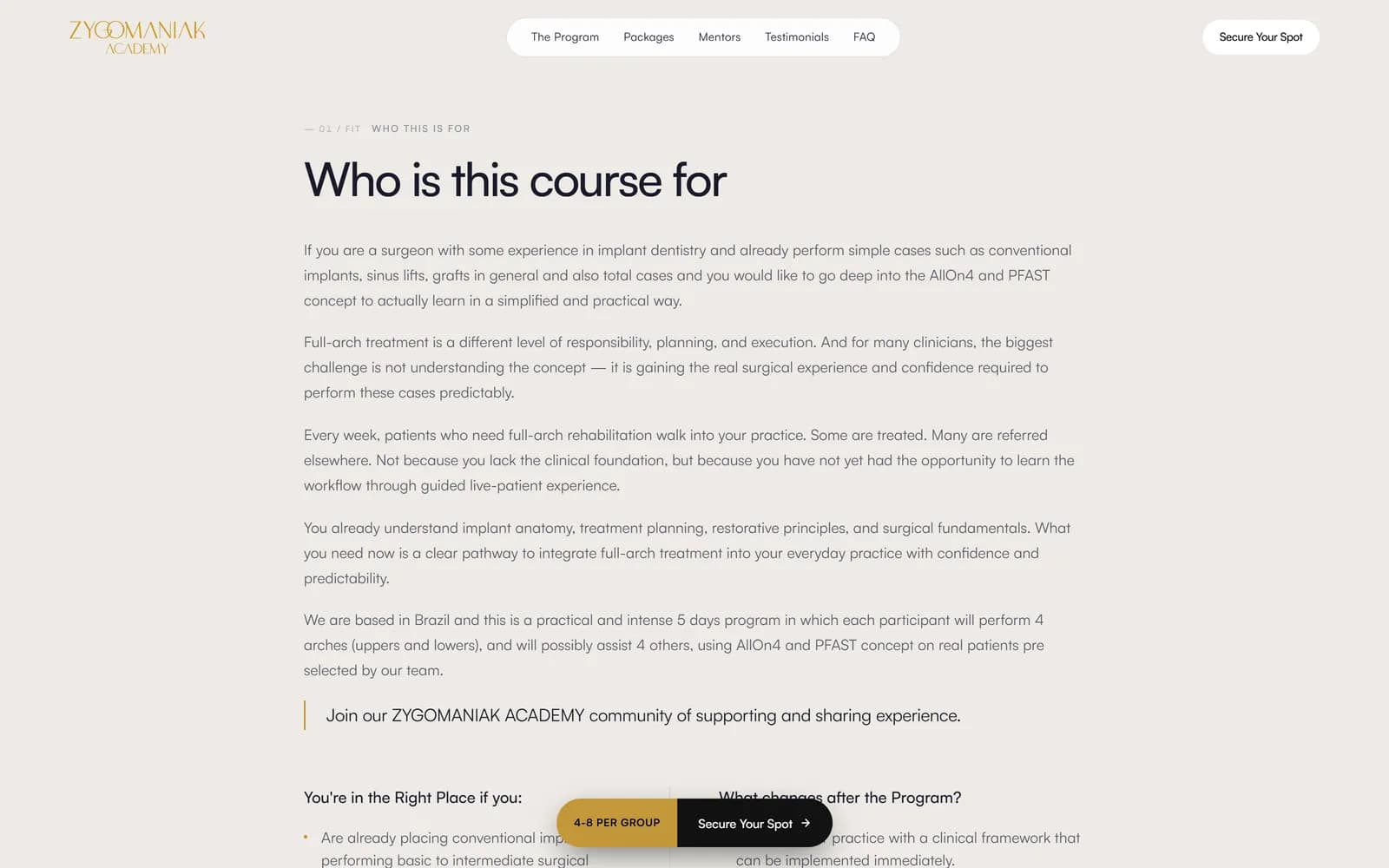 Landing page do AllOnX, tela 2 de 9, site feito pela Venera Digital para Zygomaniak Academy