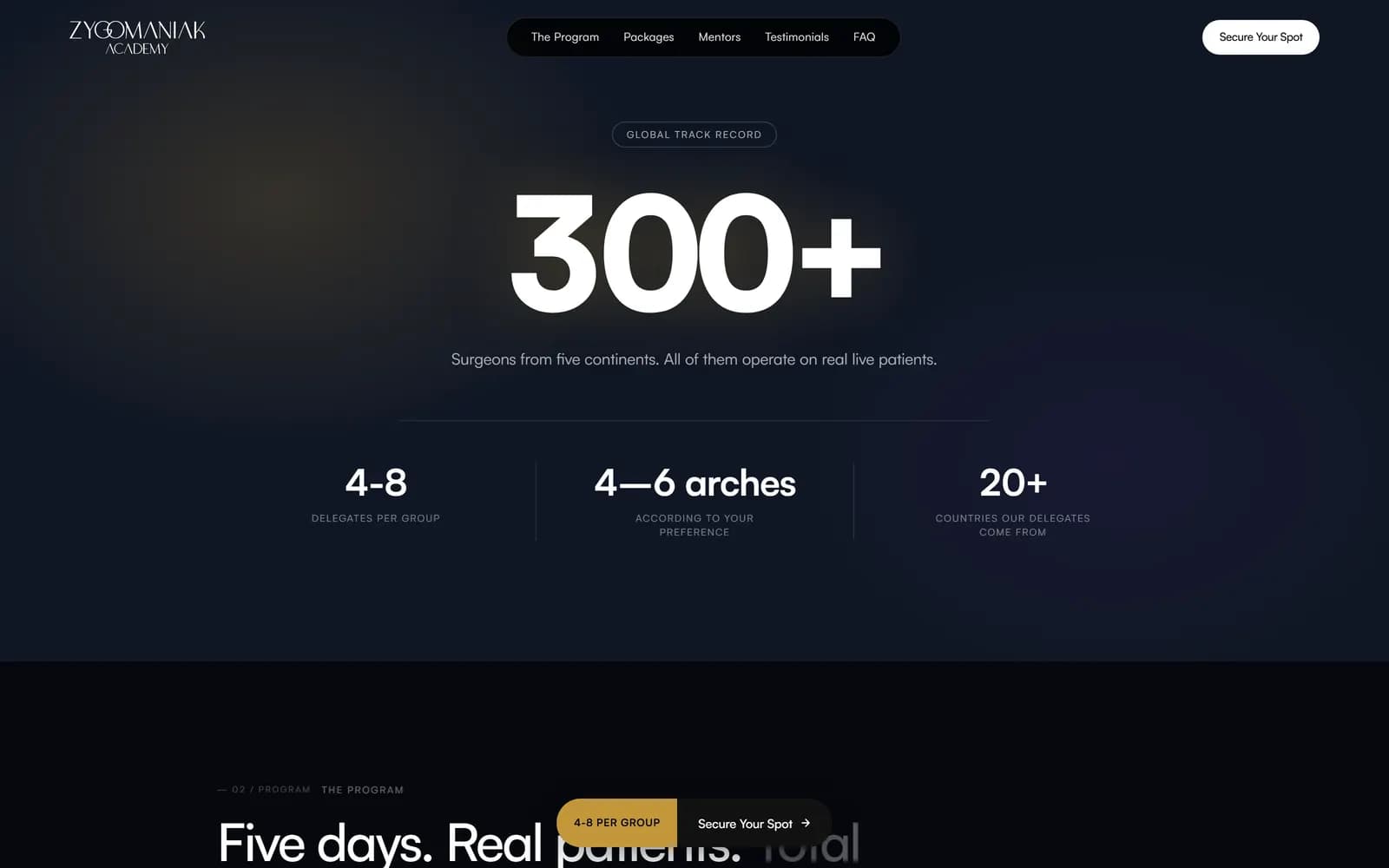 Landing page do AllOnX, tela 3 de 9, site feito pela Venera Digital para Zygomaniak Academy