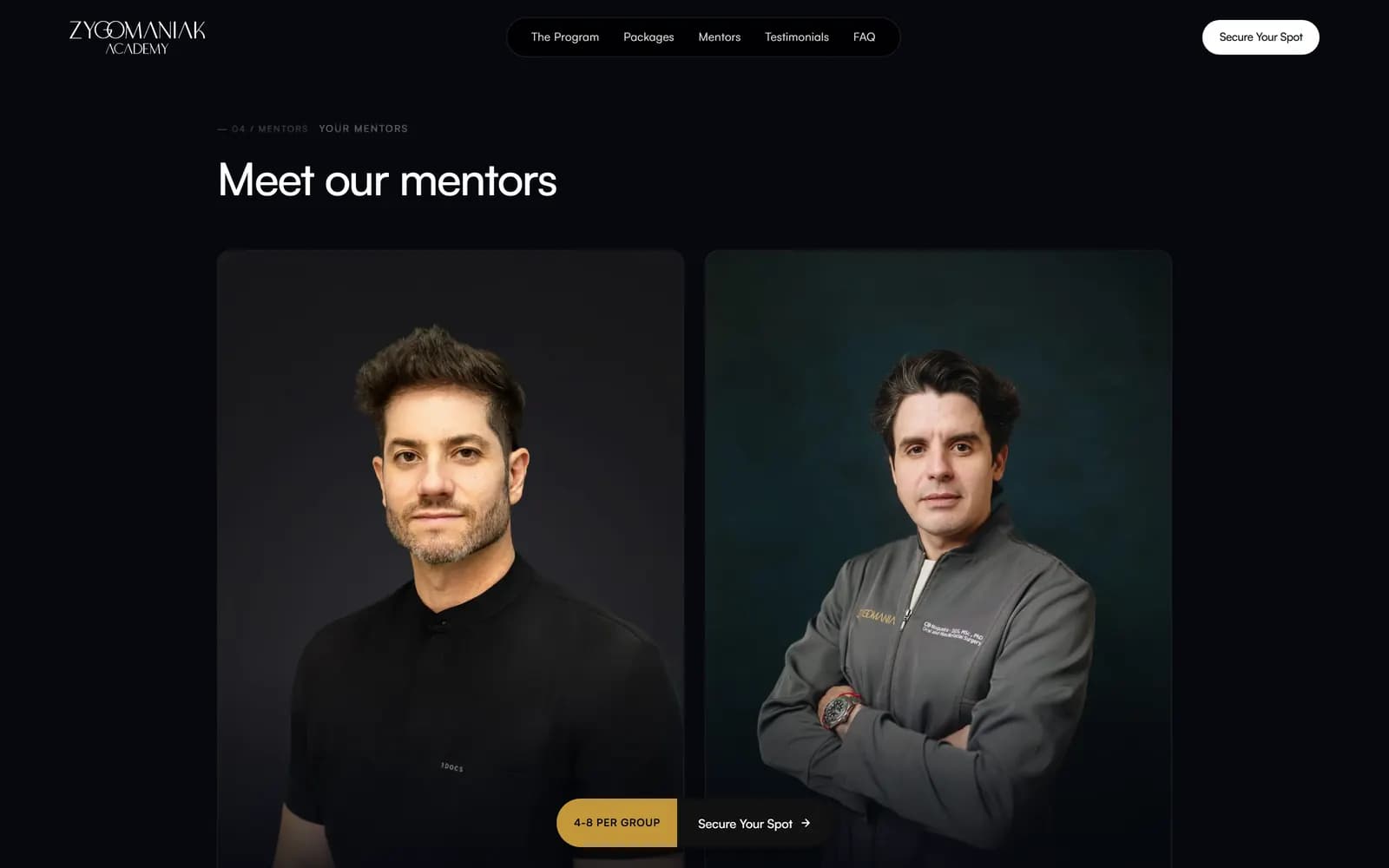Landing page do AllOnX, tela 5 de 9, site feito pela Venera Digital para Zygomaniak Academy