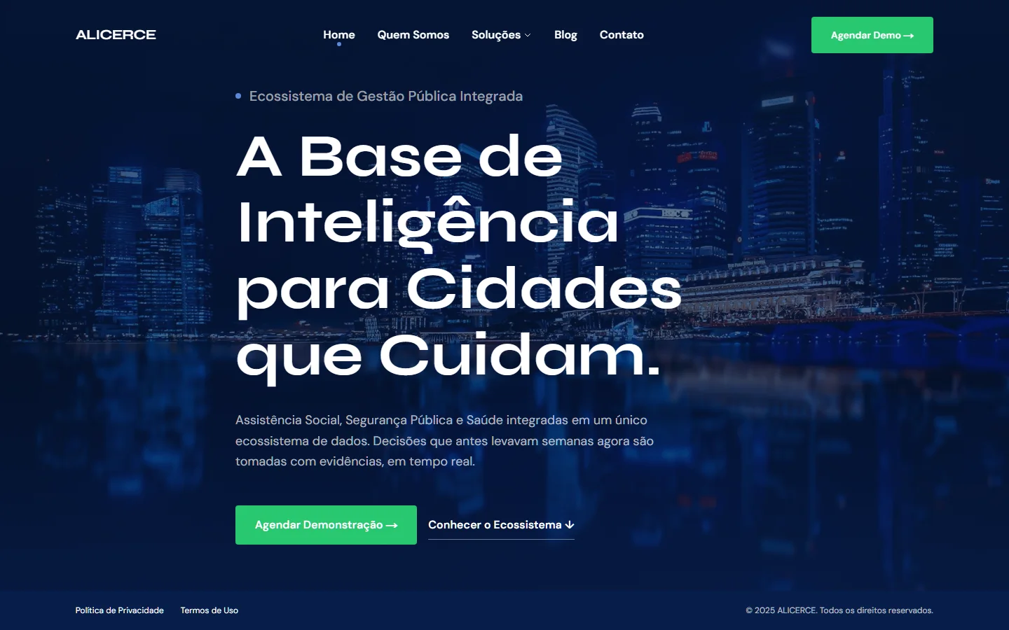 Site do Alicerce aberto no navegador