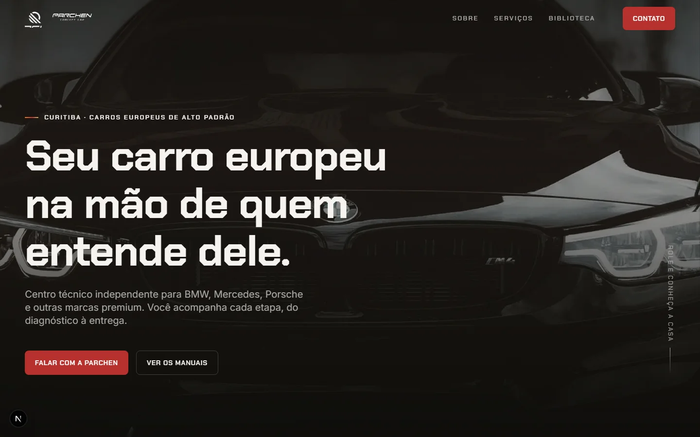 Site da Parchen aberto no navegador